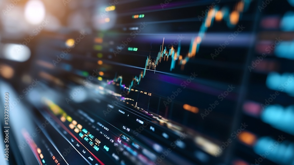 Poster dynamic stock chart graphic analyzing market trends and investment opportunities for financial tradi