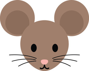 Cute cartoon mouse character with oversized ears in a minimal flat design style, cheerful expression, perfect for childrens illustrations and vector art