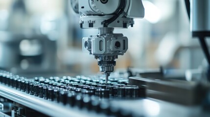 Robotic arm assembling components in a factory