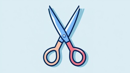 Fototapeta premium Simple Scissors Illustration, Light Blue Background
