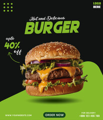 Burger Flyer. Burger Social Media Post. Food social media banner design.