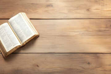 Obraz premium Open book resting on wooden surface during daylight hours