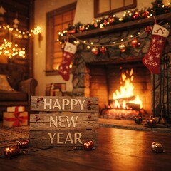 New Year Message: Sign and Sparkle Effect