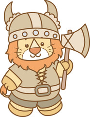 Cute Lion Halloween vector icon. Funny baby Lion animal series Halloween illustration.