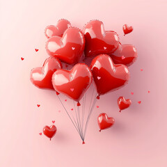heart-shaped balloons for Valentine's Day, with a name and message on a pink background,