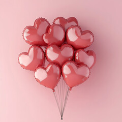 heart-shaped balloons for Valentine's Day, with a name and message on a pink background,