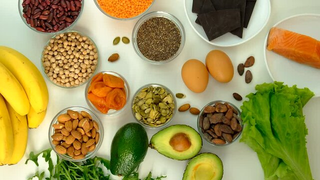 food products containing magnesium. Selective focus.
