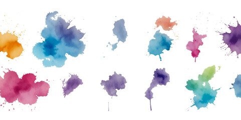 Set of colorful abstract watercolor splash brush strokes vector background. Colors watercolor paint stains vector texture background.