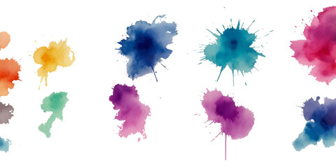 Set of colorful abstract watercolor splash brush strokes vector background. Colors watercolor paint stains vector texture background.