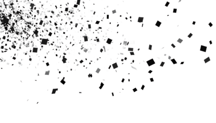 Festive silver confetti dances on a minimalistic white background for joyous celebrations