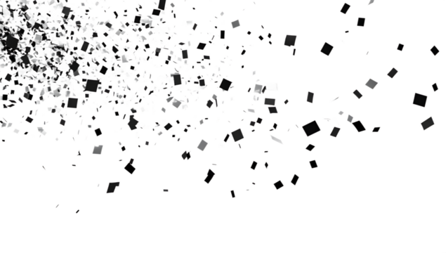 Festive silver confetti dances on a minimalistic white background for joyous celebrations