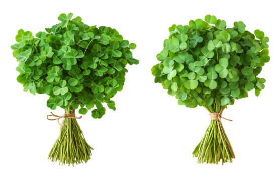 Bunch of green clover leaves isolated on a isolated on transparent background - Powered by Adobe