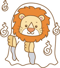 Cute Lion Halloween vector icon. Funny baby Lion animal series Halloween illustration.