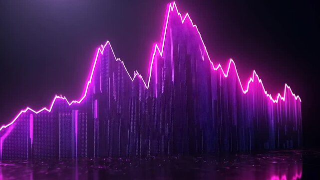 Dynamic purple graph visualization, representing financial data trends in modern style