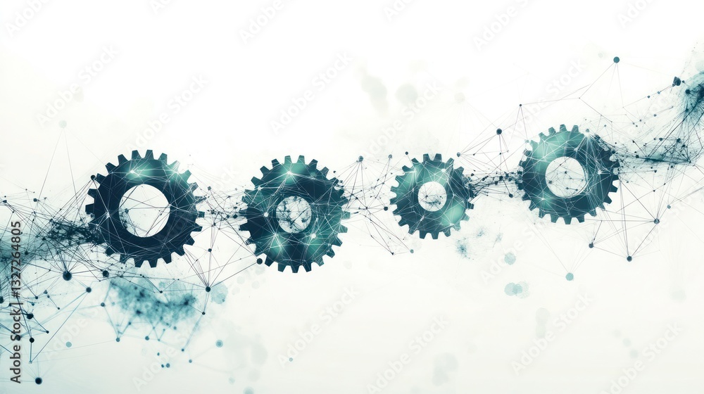 Poster connected gears in abstract network