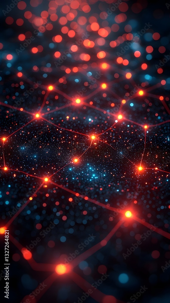 Aufkleber futuristic workspace with glowing nodes representing stakeholder contributions and dynamic business 