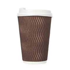Paper cup with lid on white background. Mockup for design
