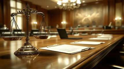 The weight of truth and fairness hung delicately in the balance as the scales of justice stood still on the table.