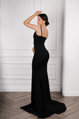 Chic Woman In Long Black Dress