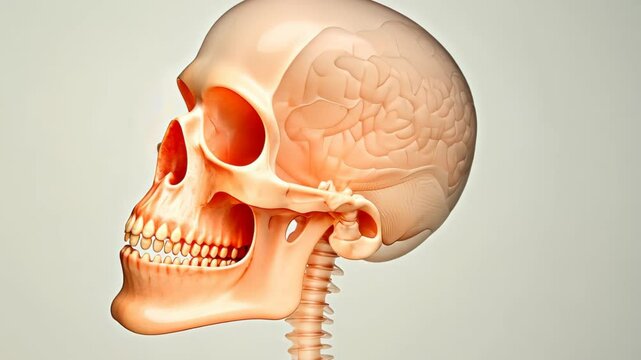 Detailed Anatomical Illustration of Human Ear and Skull Structure Focusing on Inner Details for Medical Study and Education