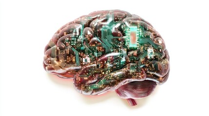 Glowing Digital Brain with AI Inspiration