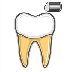 Outlined icon of teeth and toothbrush, dental hygiene focus, white.