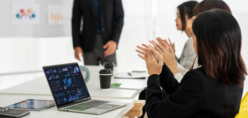 Business data dashboard provide business intelligence analytic for marketing strategy planning snugly with big data set to analyze customer demands and foreseeing business future