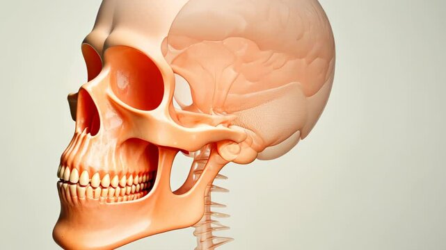 Detailed Anatomical Illustration of Human Ear and Skull Structure Focusing on Inner Details for Medical Study and Education