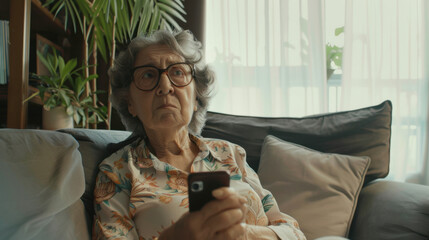 Fototapeta premium senior woman using mobile phone
