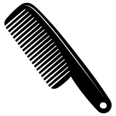 Curved Comb with Evenly Spaced Teeth - Black Vector Illustration