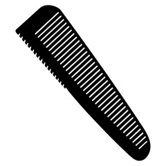 Curved Comb with Evenly Spaced Teeth - Black Vector Illustration