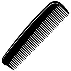 Curved Comb with Evenly Spaced Teeth - Black Vector Illustration