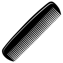 Curved Comb with Evenly Spaced Teeth - Black Vector Illustration