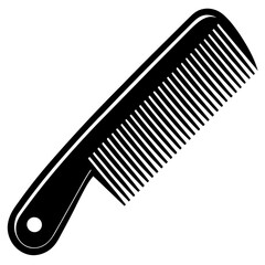 Curved Comb with Evenly Spaced Teeth - Black Vector Illustration