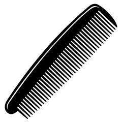 Curved Comb with Evenly Spaced Teeth - Black Vector Illustration