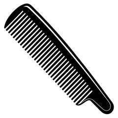Curved Comb with Evenly Spaced Teeth - Black Vector Illustration