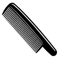 Curved Comb with Evenly Spaced Teeth - Black Vector Illustration