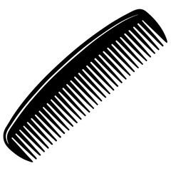 Curved Comb with Evenly Spaced Teeth - Black Vector Illustration