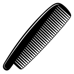 Curved Comb with Evenly Spaced Teeth - Black Vector Illustration