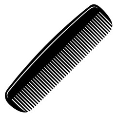 Curved Comb with Evenly Spaced Teeth - Black Vector Illustration