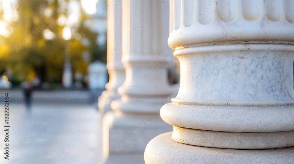 Poster Detailed view of ancient columns in a public square highlighting architectural beauty : Generative AI