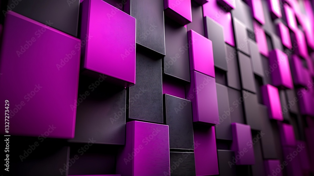 Poster abstract purple and gray cube texture background