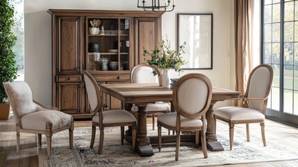 Rustic Farmhouse Dining Set with Wooden Table and Chairs