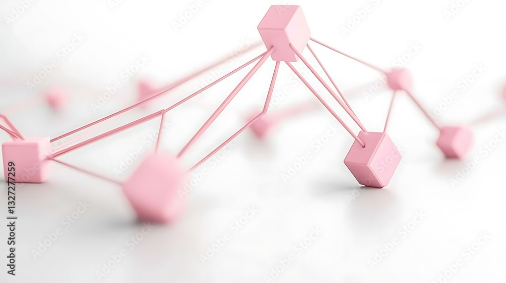 Aufkleber abstract network structure concept with pink geometric shapes and connections