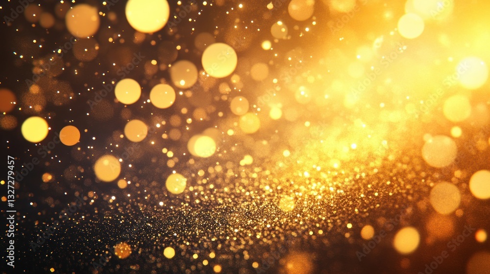 Poster golden bokeh and sparkles create a beautiful and radiant background