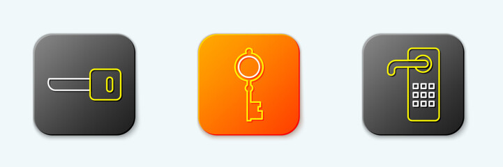Set line Key, Old key and Digital door lock icon. Vector
