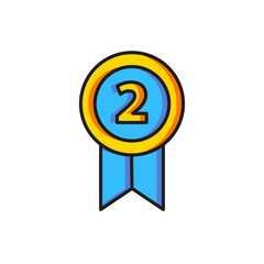 Color Medal icon isolated on white background. Winner achievement sign. Award medal. Flat filled outline style with shadow. Vector