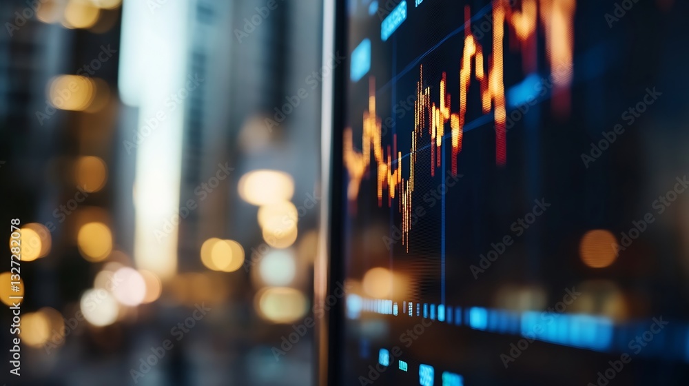 Poster Dynamic stock market chart displaying fluctuating trends and analysis in a modern financial environment : Generative AI