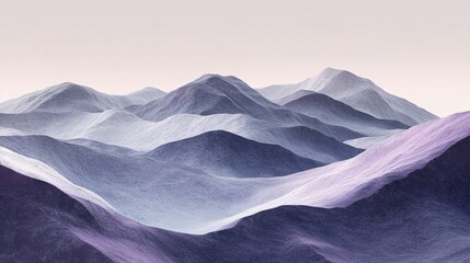 Dynamic mountain layers in slate gray and frosted lavender plain background