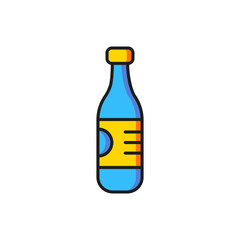 Color Bottle of water icon isolated on white background. Soda aqua drink sign. Flat filled outline style with shadow. Vector